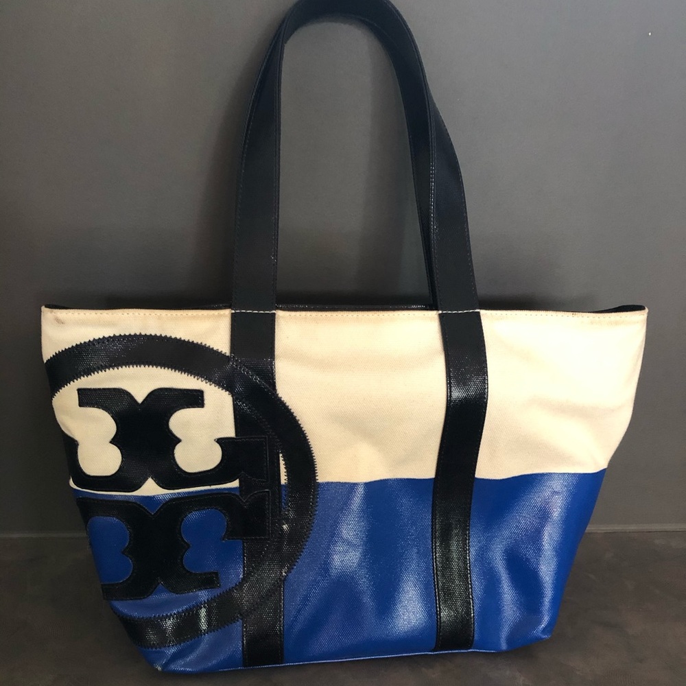 Tory Burch linen and coated canvas purse